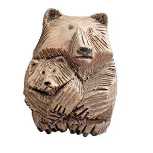 Artesania Rinconada Bear With Cub Figurine Art Pottery Made In Uruguay Vintage